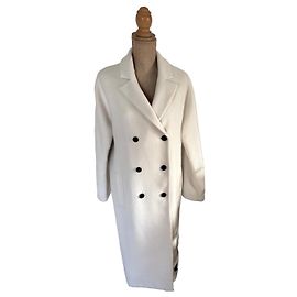 Ikks Long white double-breasted coat White
