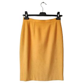 Guy Laroche Straight Wool Skirt Mustard Size 36 Mustard
