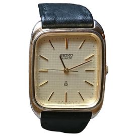 Montre à quartz plaquée or Seiko Chariot réf. 6431-5100 Noir Doré