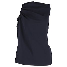 Escada Draped Top in Navy Blue Silk Blue Navy blue