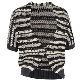 Cardigan en coton multicolore à sequins rayés Brunello Cucinelli Multicolore