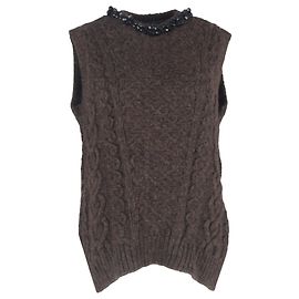 Bead-beschichtete Weste aus braunem Alpaka von Simone Rocha Braun Rot