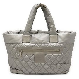 Chanel Coco Cocoon Nylon 2-Wege Tote Bag Silber Metallisch