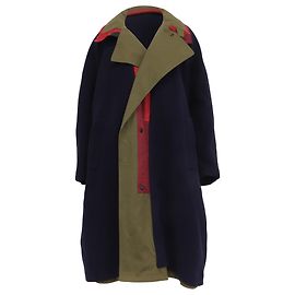 Balenciaga Layered Effect Oversized Trench Coat in Multicolor Wool Multiple colors