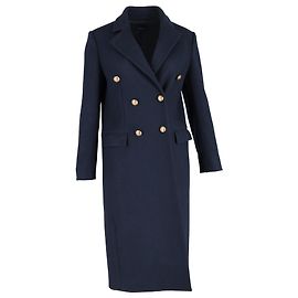 Joseph Double-Breasted Coat in Navy Blue Wool Blue Navy blue