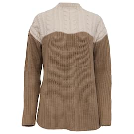 Sandro Kabelstrickpullover aus brauner Wolle Braun