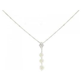 Autre Marque Diamant-Halskette Pt900 Pt850 Silber