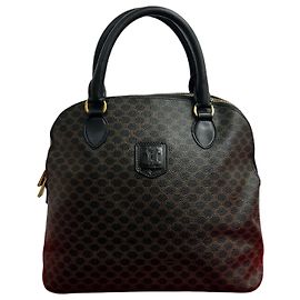 Céline Celine Macadam Brason Leather Tote Bag Tasche Braun Schwarz