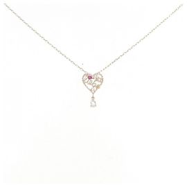 Autre Marque Collar de oro rosa K10 con rubí y topacio blanco Roja