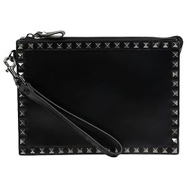 Valentino Rockstud Strap Clutch Black