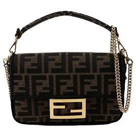 Fendi Mini Baguette Bolsa de Ombro Marrom