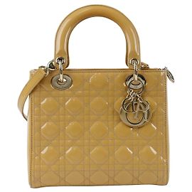 Dior Lady Medium Tote Shoulder Bag Yellow