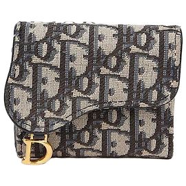 Dior Saddle Lotus Short Wallet Blue