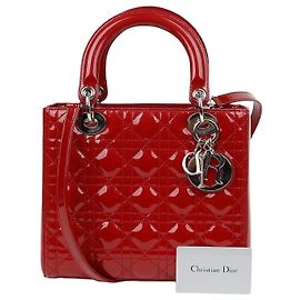Dior Lady Medium Tote Shoulder Bag Red