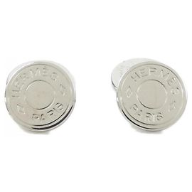 Boutons de manchette en argent Hermès Argenté