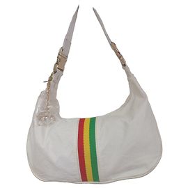 Autre Marque Borsa a spalla bianca con strisce multicolori e charm Bianco Multicolore