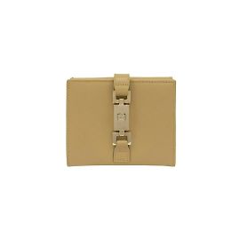 Carteira bi-fold em couro com logo Micro GG Jackie da GUCCI Bege