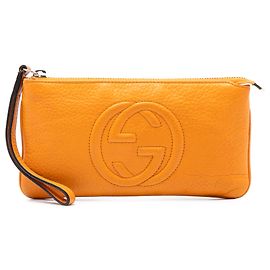 Pochette Soho en cuir orange à texture granuleuse Gucci Orange
