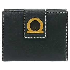 Salvatore Ferragamo Gancini Leder Bifold Geldbörse Schwarz