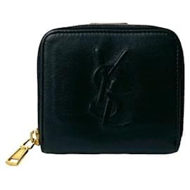 Yves Saint Laurent Black Leather Bi-fold Wallet Black