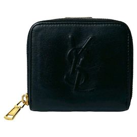 Yves Saint Laurent schwarze Leder-Bifold-Geldbörse Schwarz