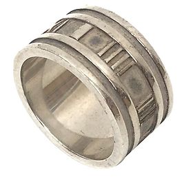 Tiffany & Co. Atlas Wide Silver Band Ring Silvery