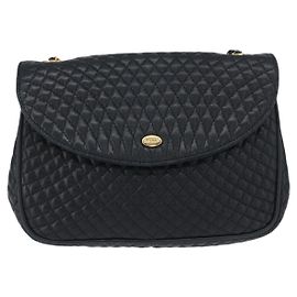 Bally Vintage Chain Couro Acolchoado Azul marinho