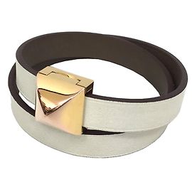 Hermès Medor Infinie Double Tour Bracelet White Taupe
