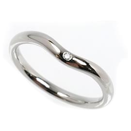 Anello in Platino Curvo con Diamante Singolo Tiffany & Co. Argento