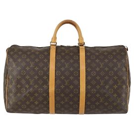 Sac Keepall Louis Vuitton en toile Monogram 55 Marron