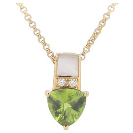 Tasaki Peridot Shell Diamond Au750 Necklace Golden