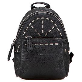 FENDI Leather Mini Backpack Charm Black