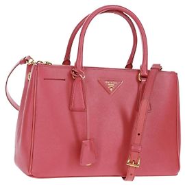Prada Galleria Double Zip Tote em couro Saffiano médio Rosa