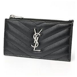 Portafoglio con zip Monogram Fragment di Saint Laurent Nero