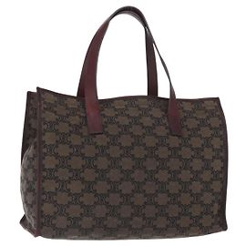 Céline Borsa Tote Triomphe CELINE in tela marrone oro Auth ep12690 Marrone D'oro