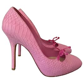 Saltos em couro estampado de python rosa Christian Dior Rosa