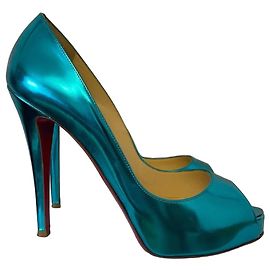 Peep-Toe High Heels Christian Louboutin Türkis