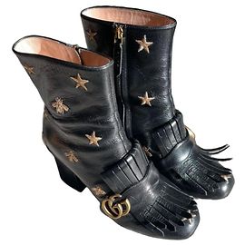 Botas Gucci Marmont com Estrelas e Abelhas Preto