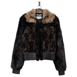 Yves Saint Laurent Rive Gauche by Tom Ford 2000s Fur Leather Bomber Jacket Black