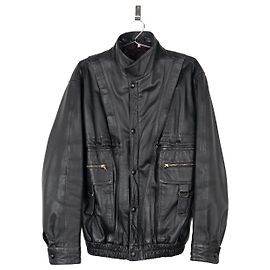 Yves Saint Laurent Leather Flight Bomber Jacket Black
