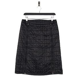Prada AW99 Linea Rossa Red Tab Padded Quilted Zipper Midi Skirt Black
