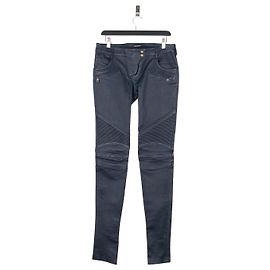 Balmain by Decarnin SS14 Leather Biker Pants Navy blue