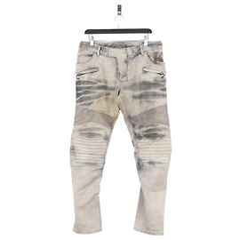 Jeans de denim acolchoados Dirtwash da Balmain Cinza