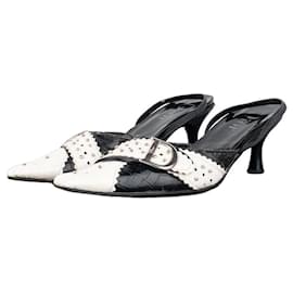 Mule slingback de crocodilo 'D Trick' da Dior por Galliano SS04 Branco