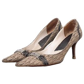 Dior by Galliano 2000s Diorissimo Monogram Buckle Pump Heels Beige