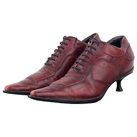 Miu Miu AW99 Biker Schuhe mit Kitten Heel Rot