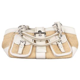 Borsa a mano in vimini cargo Prada degli anni 2000 Bianco