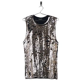 Abgenutztes Pailletten-Top von Balmain by Decarnin AW10 Silber