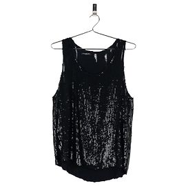 Balmain by Decarnin AW10 Distressed Sequin Tank Top Black