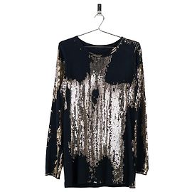 Camicia a maniche lunghe in paillettes usurate Balmain di Decarnin AW10 Argento